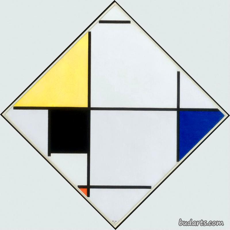 黄色、黑色、蓝色、红色和灰色的菱形构图