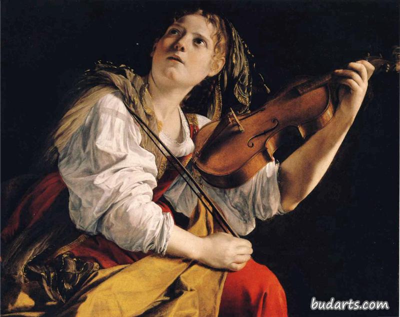拉小提琴的年轻女子