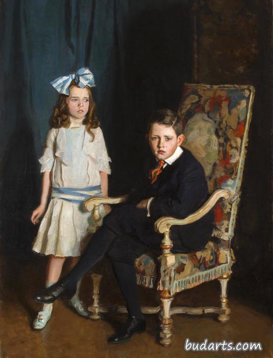 吉恩·麦克尔维·斯莱特·布思和她哥哥的画像