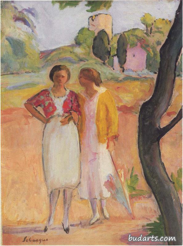 两位女士在散步