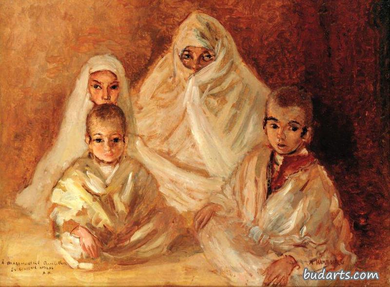 Moroccan Woman and her Children (Marocaine et ses enfants)
