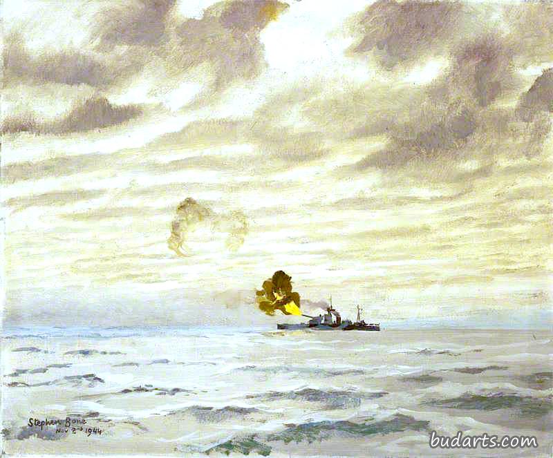 HMS 'Erebus' in Action off Walcheren