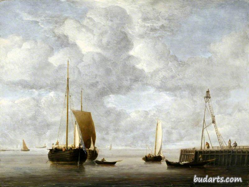 荷兰霍克号在码头附近抛锚
