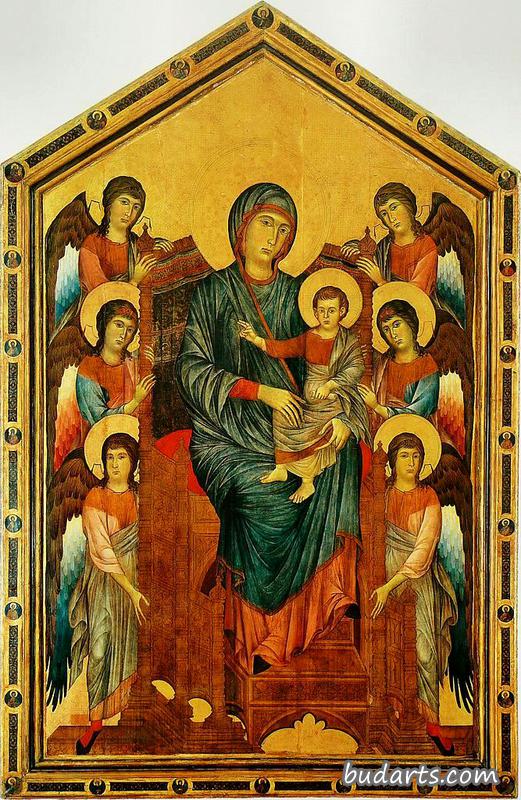 圣母子与六位天使坐在一起