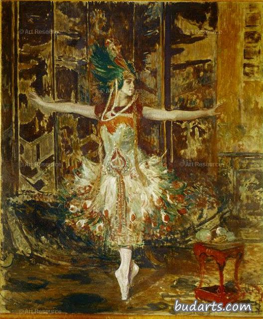 Tamara Karsavina dancing in L'Oiseau de Feu ballet by Igor Stravinsky