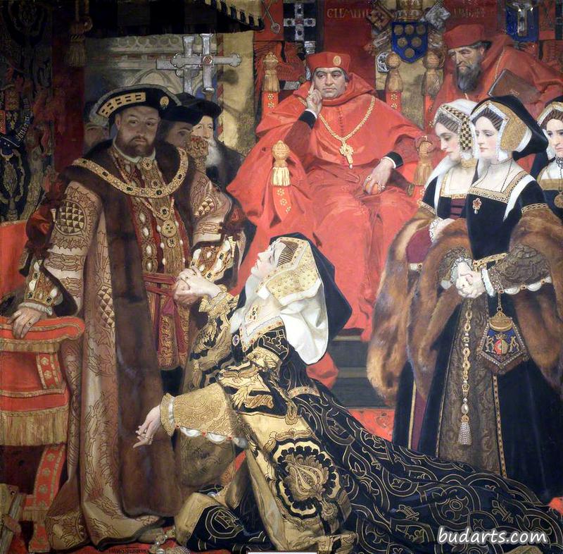 阿拉贡的亨利八世和凯瑟琳在黑修士的教皇使节面前