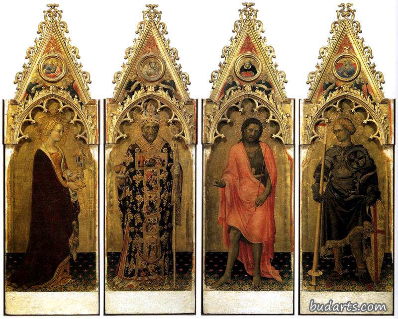 夸拉泰西祭坛画~抹大拉的马利亚，巴里的尼古拉斯，施洗约翰和圣乔治