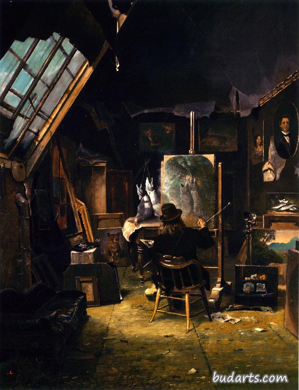 塞缪尔·马斯登·布鲁克斯在画室里画画