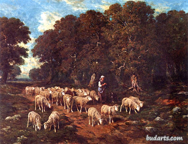 牧羊女和她的羊群