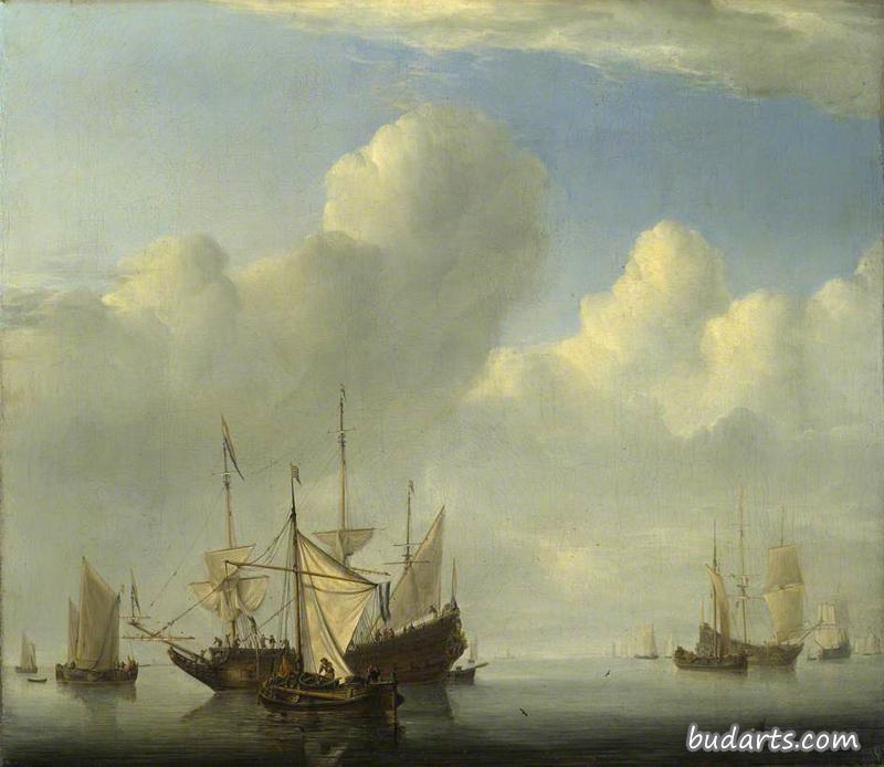 一艘荷兰船起锚另一艘正在航行