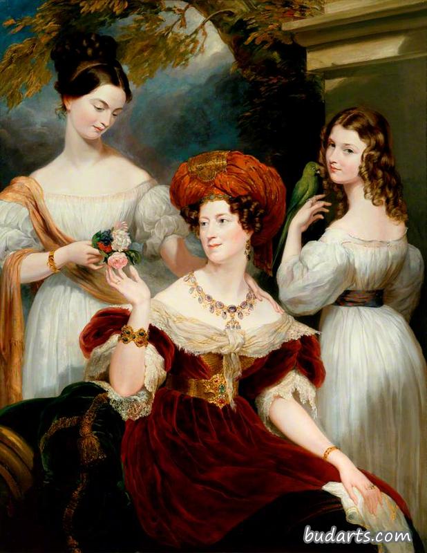 罗斯西的伊丽莎白·斯图尔特夫人，还有她的女儿夏洛特和路易莎