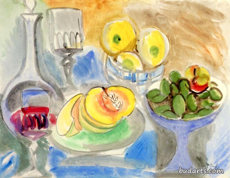 Still Life, Melon, Carafe, Compitier