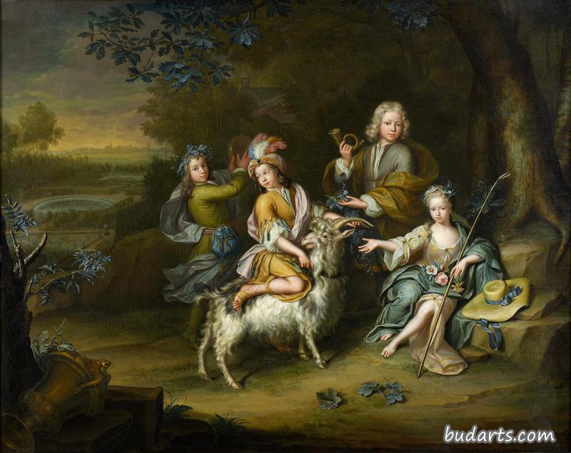 四个孩子在公园里