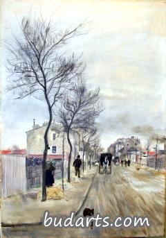 巴黎郊区冬天的街道