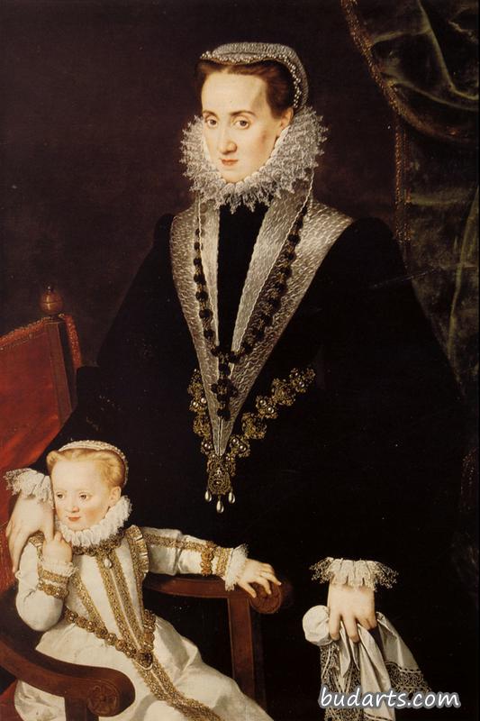 多娜·玛丽亚·曼里克·德拉·佩恩斯坦和她的一个女儿
