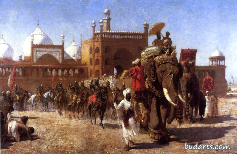 The Return of the Imperial Court from the Great Mosque at Delhi, in the Reign of Shah Jehan - Seventeenth Century