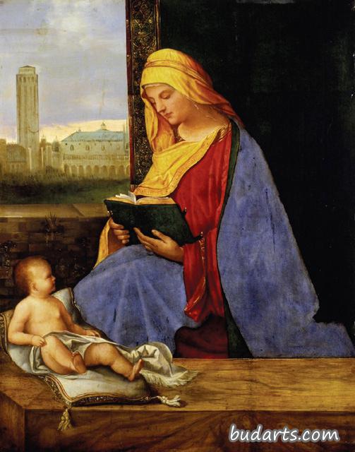 圣母子和威尼斯的景象