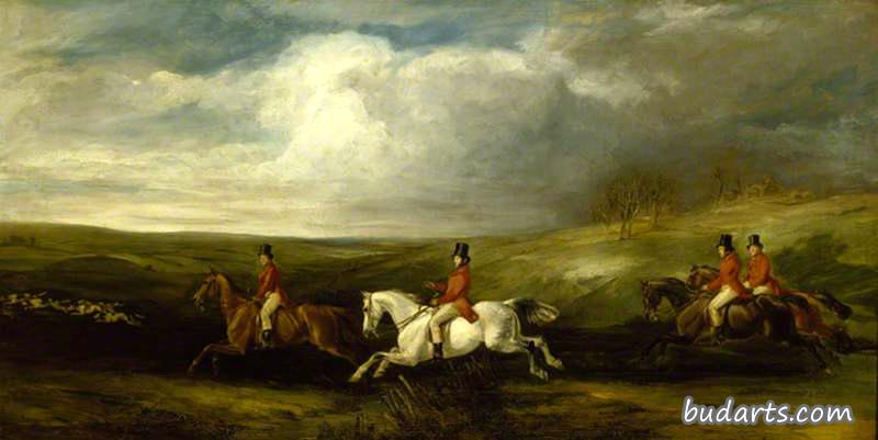 The Four Sons of Baron Nathan Mayer de Rothschild Following Hounds