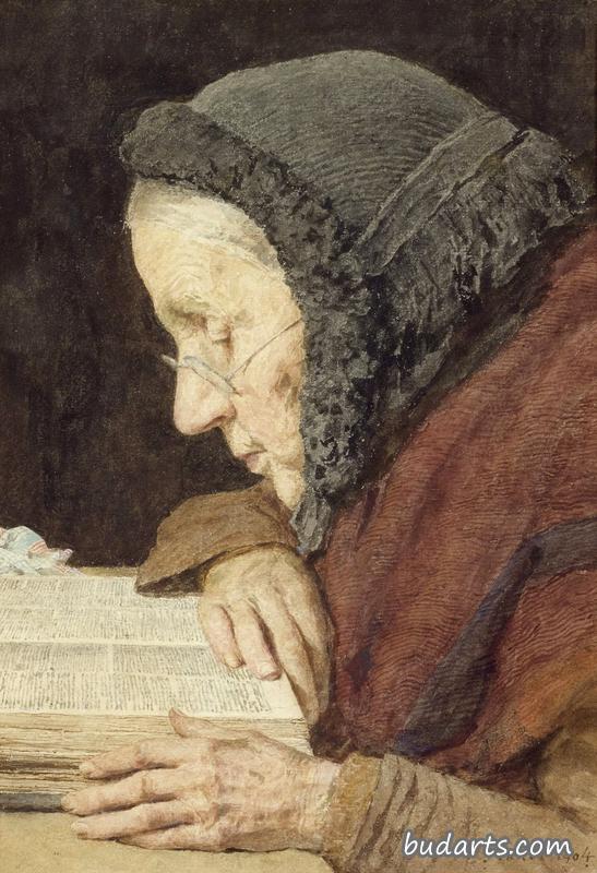 读圣经的老妇人