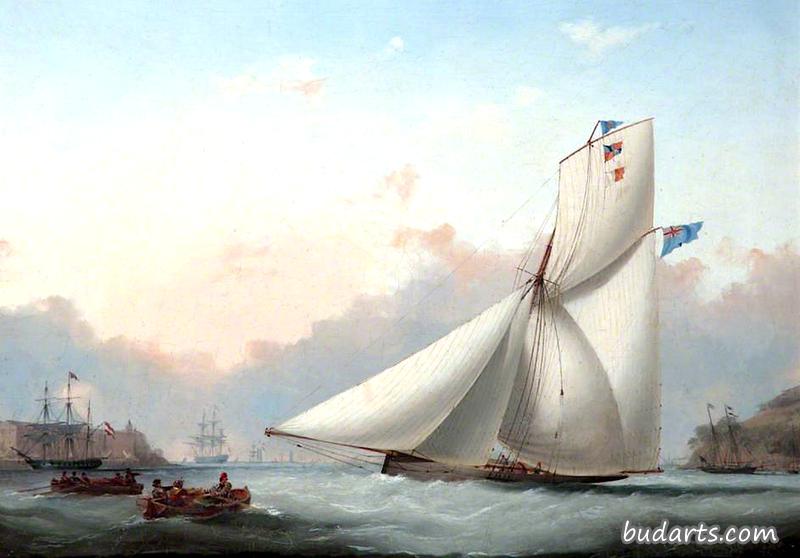 普利茅斯海峡的帆船