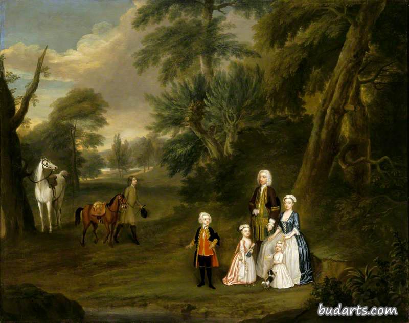 托马斯·希尔（哈伍德）（1693-1782）和他的第一个家庭的户外谈话片段