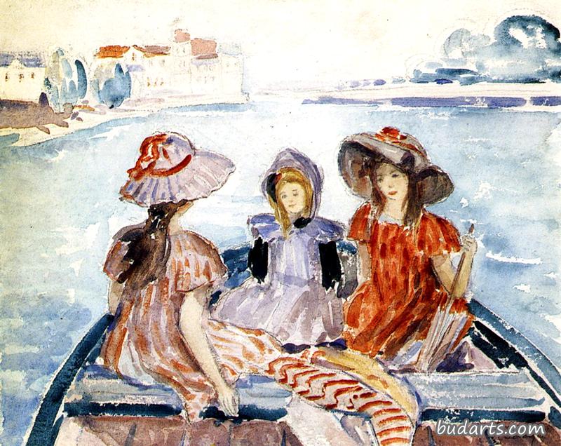 三个女孩在船上（习作）