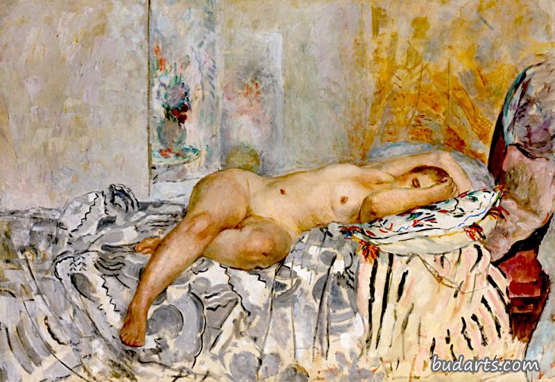 裸体躺在西班牙垫子上