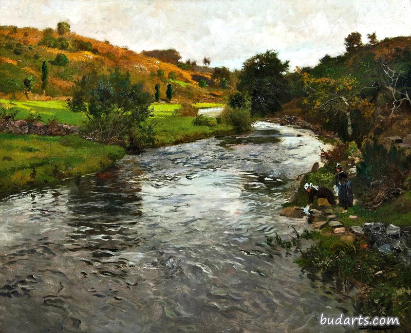 Washerwomen on the river Elle, Quimperlé