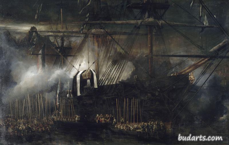 1840年10月15日，拿破仑的骨灰在贝尔·波尔船上转移