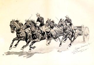 Team of Calvary Horses Pulling a Caisson