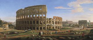 View of the Colosseum with the arch of Constantine