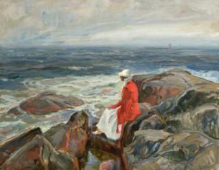 Woman Looking over the Ocean