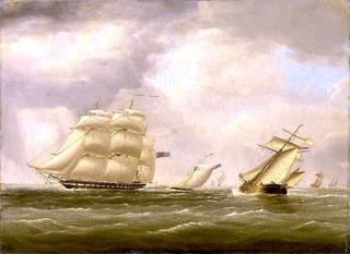 英国皇家海军“战火”号50门火炮运送阿什伯顿勋爵前往美国执行特别任务，击败了D