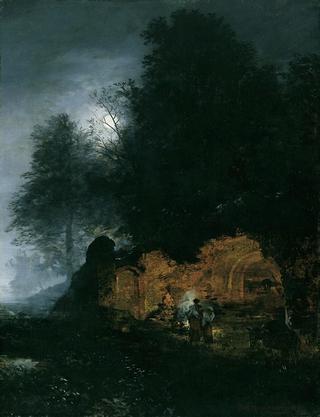 Italian Landscape in the Evening with a Grotto