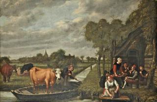 Landsape with a Cow in a Boat