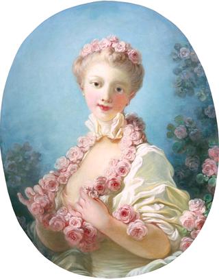 A Young Blond Woman with a Garland of Roses around her Neck