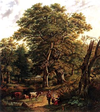 A Forest with Figures Resting near a Stream