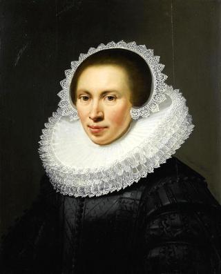 Portrait of a Lady in Embroidered Black Silk Dress