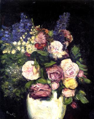 Still Life with Roses and Delphiniums