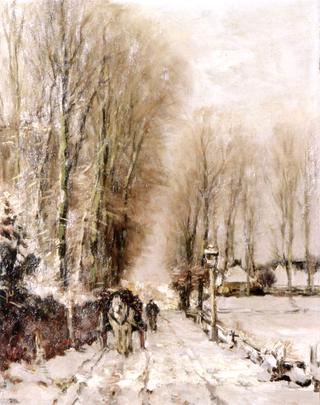 A Horse-Drawn Cart on a Snowy Path