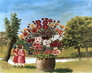 Two Women in a Landscape with Vase