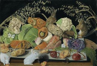 Still Life with Vegetables, Mice and Rabbit