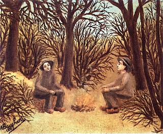 Two Vagrants by a  Fire