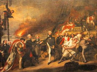 荷兰海军上将德温特在坎伯敦战役中向海军上将邓肯投降