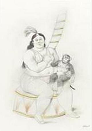 Circus Woman with a Monkey