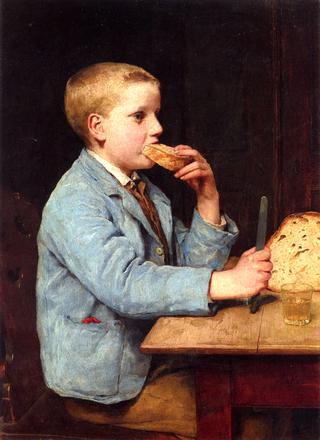 Boy with Mid-Morning Snack