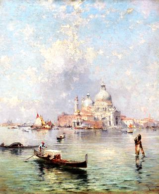 Gondolas in front of the Santa Maria della Salute, Venice