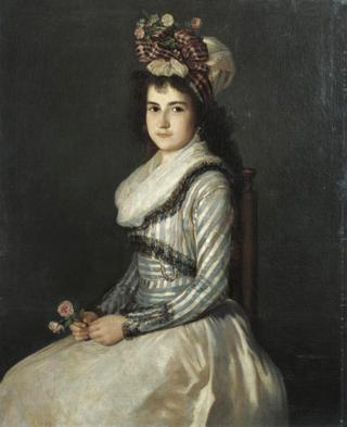 Portrait of a Young Woman Holding Two Roses