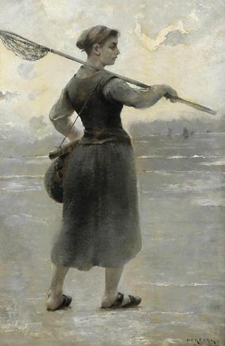 Woman Gathering Oysters