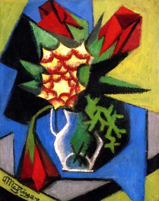 Flowers in a Blue Vase